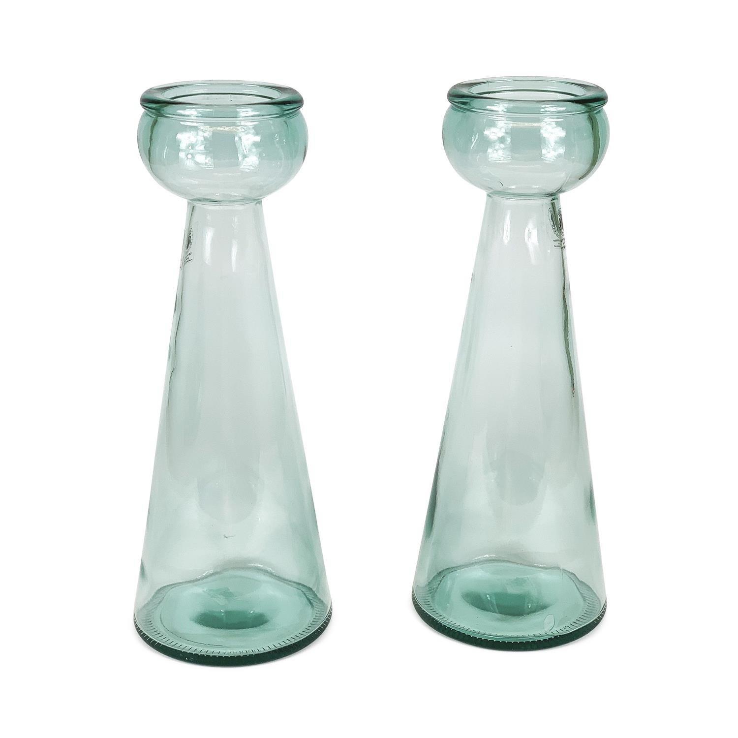 Recycled Glass Set of 2 Home Decor Candle Holders (H) 40cm