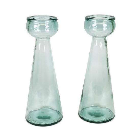 Verano Spanish Ceramics Recycled Glass Set of 2 Home Décor Candle Holders (H) 40cm 1