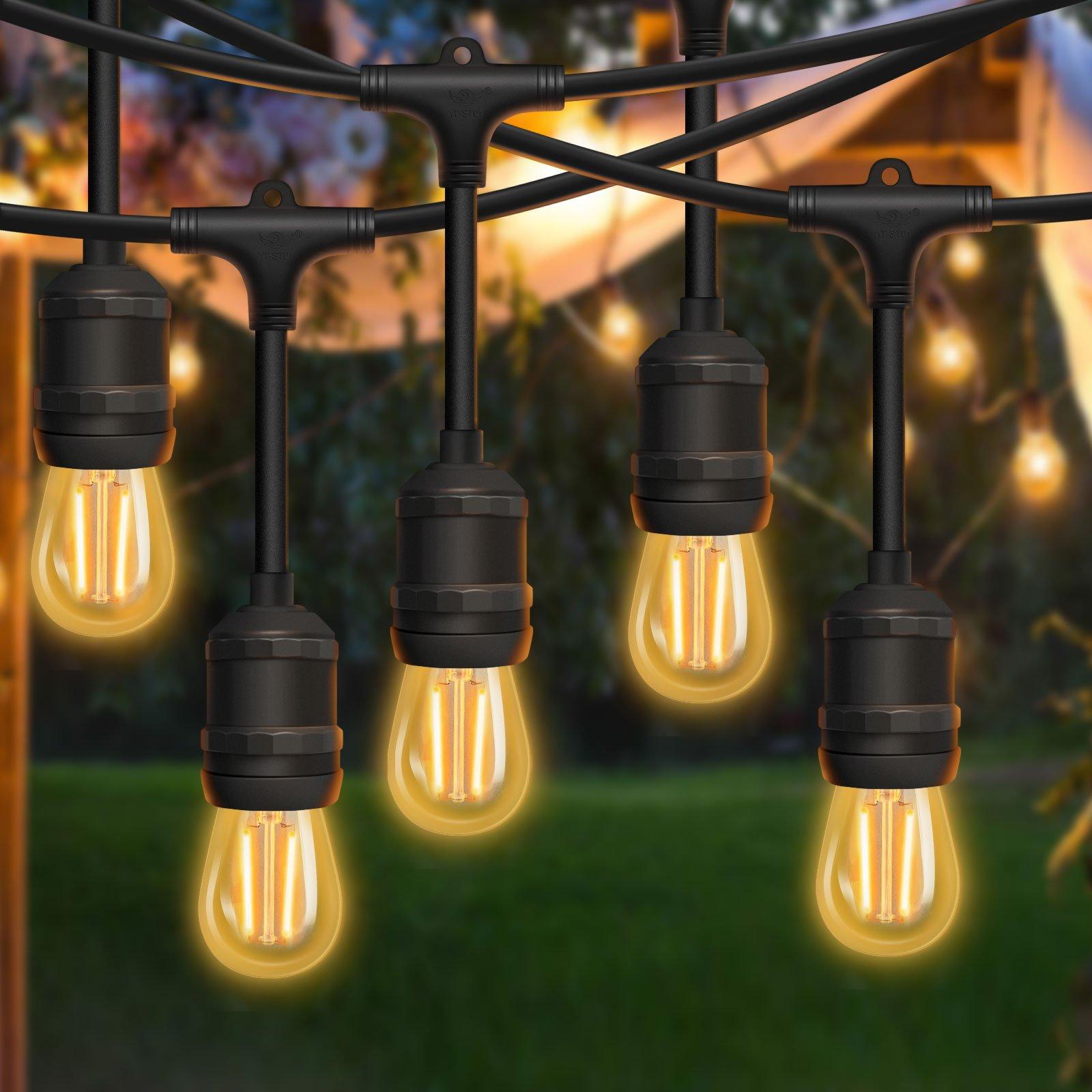 10M Drop Outdoor Garden String Lights with 15 Sockets E27 Holder, IP65 Commercial-Grade (Bulb not in