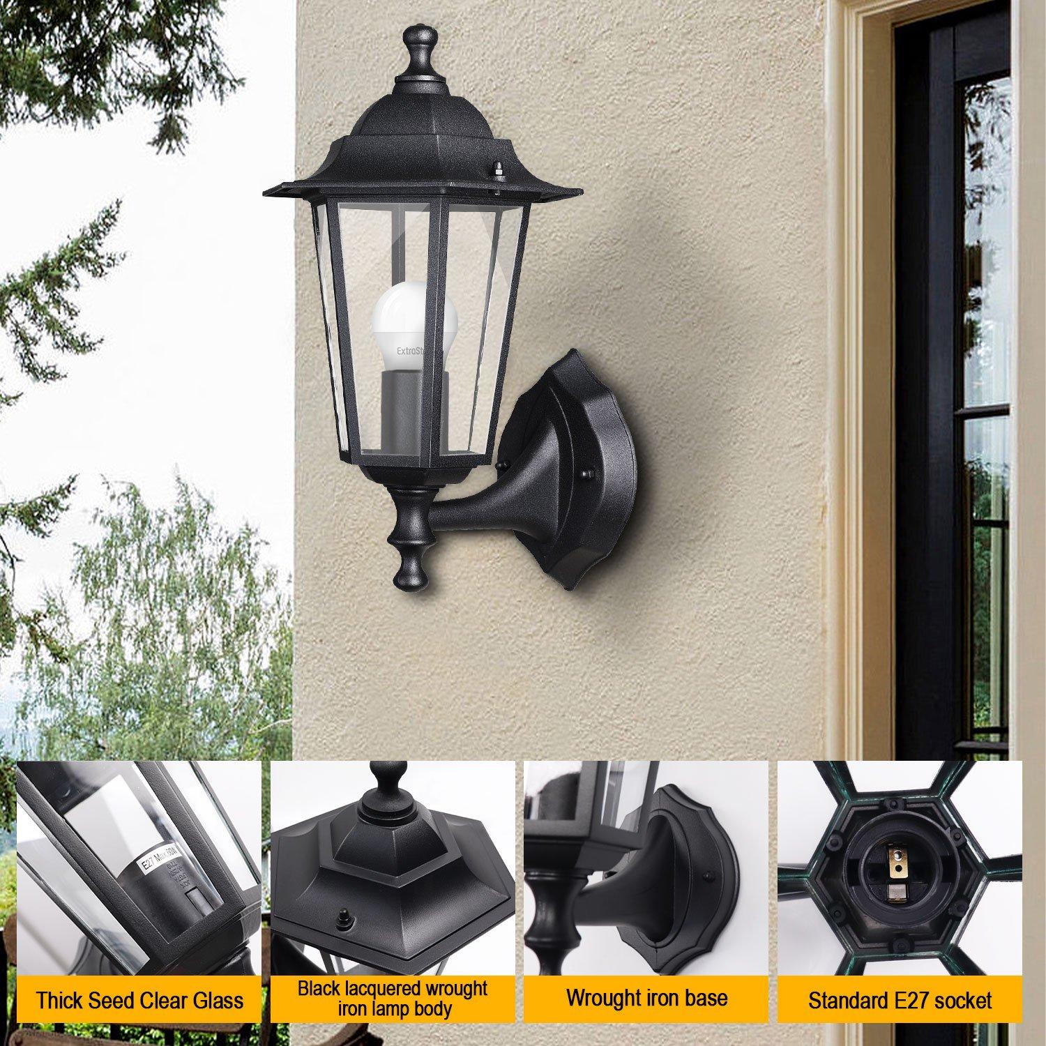Outdoor Wall Lantern Garden light Black IP44 (6W filament candle bulb included)