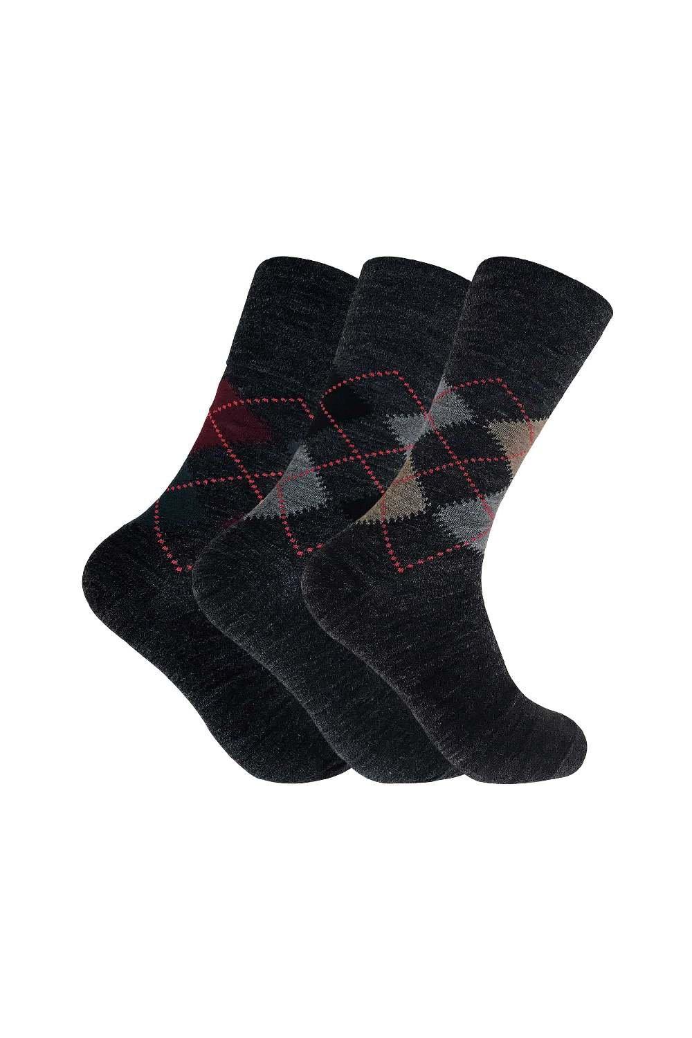 3 Pack Non Elastic Lambs Wool Blend Patterned Socks for Circulation