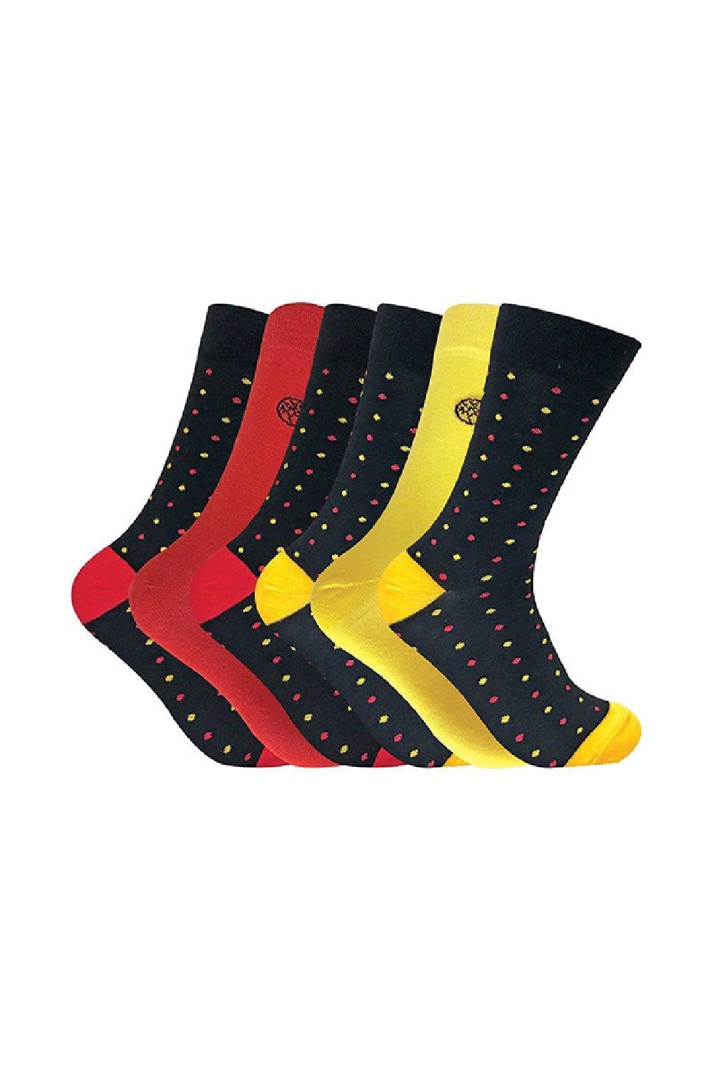 6 Pairs Antibacterial Colourful Patterned Bamboo Dress Socks