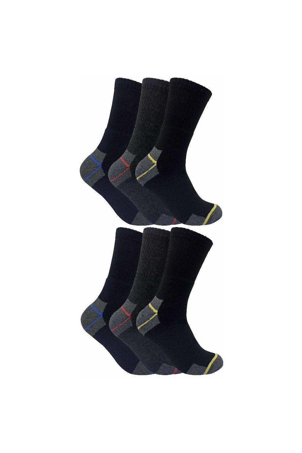 6 Pairs Heavy Duty Cushioned Cotton Work Socks for Steel Toe Boots