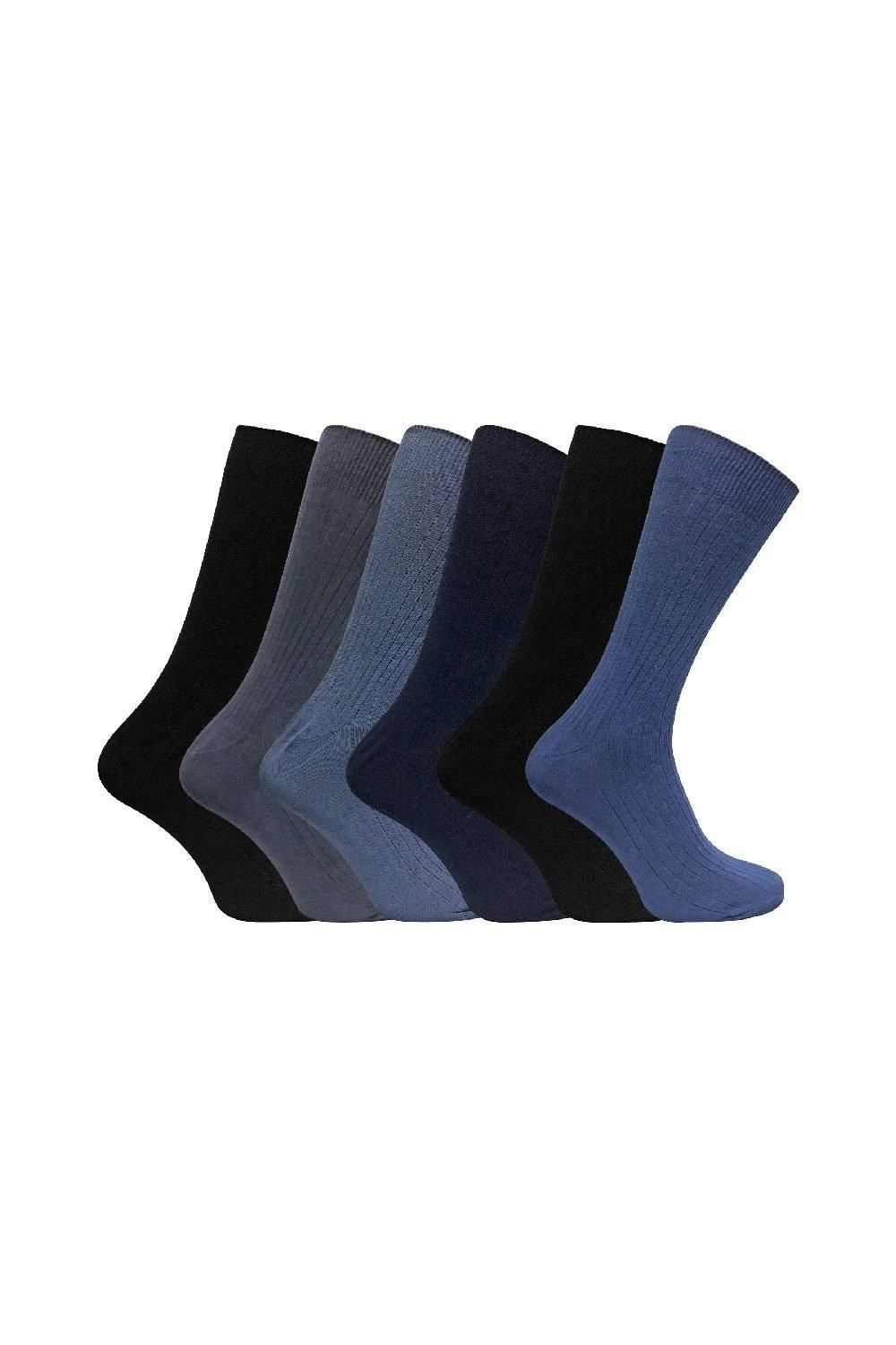 6 Pack Soft 100% Cotton Coloured Ribbed Dress Socks