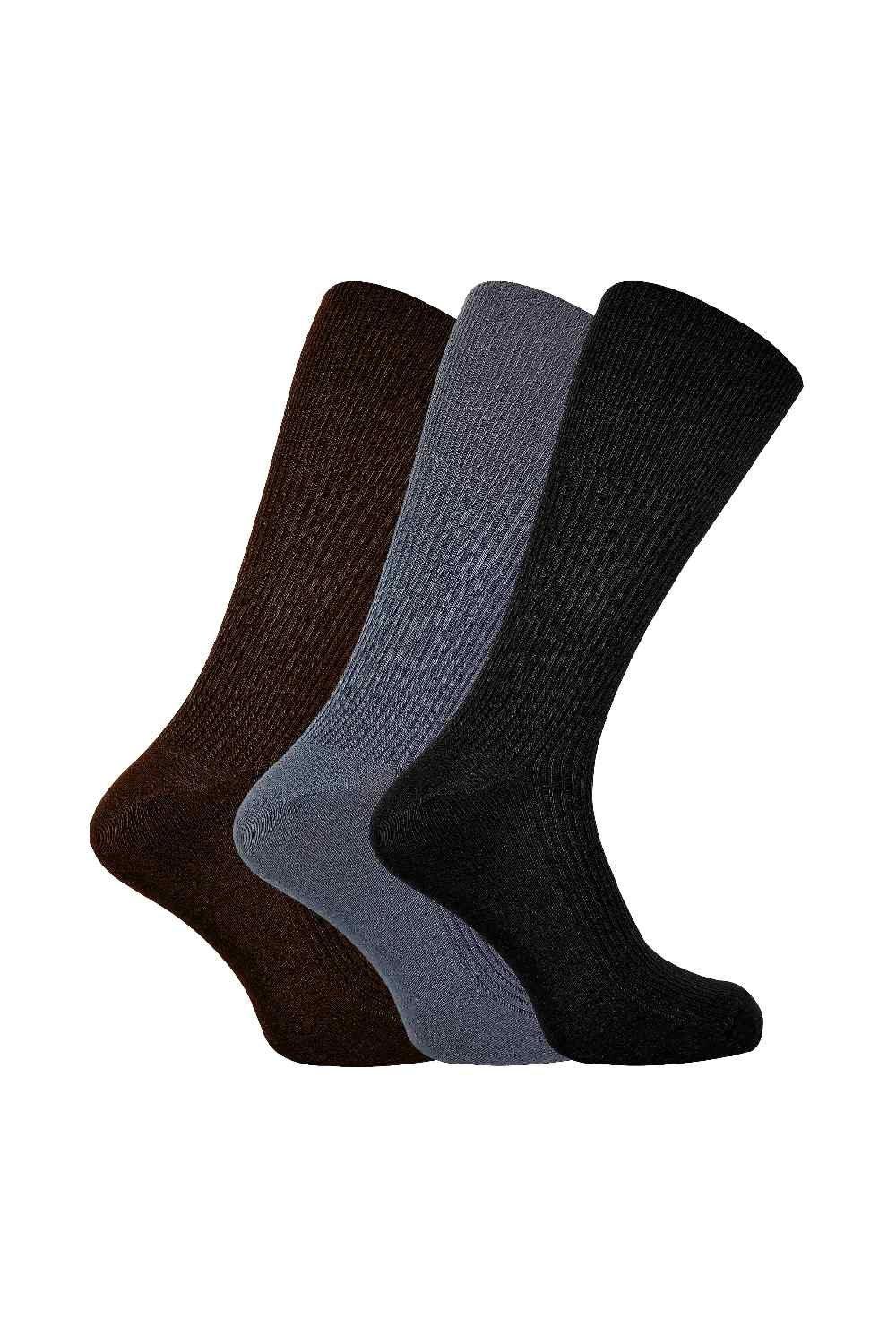 3 Pairs Ribbed Non Elastic Loose Top Cashmere Blend Dress Socks