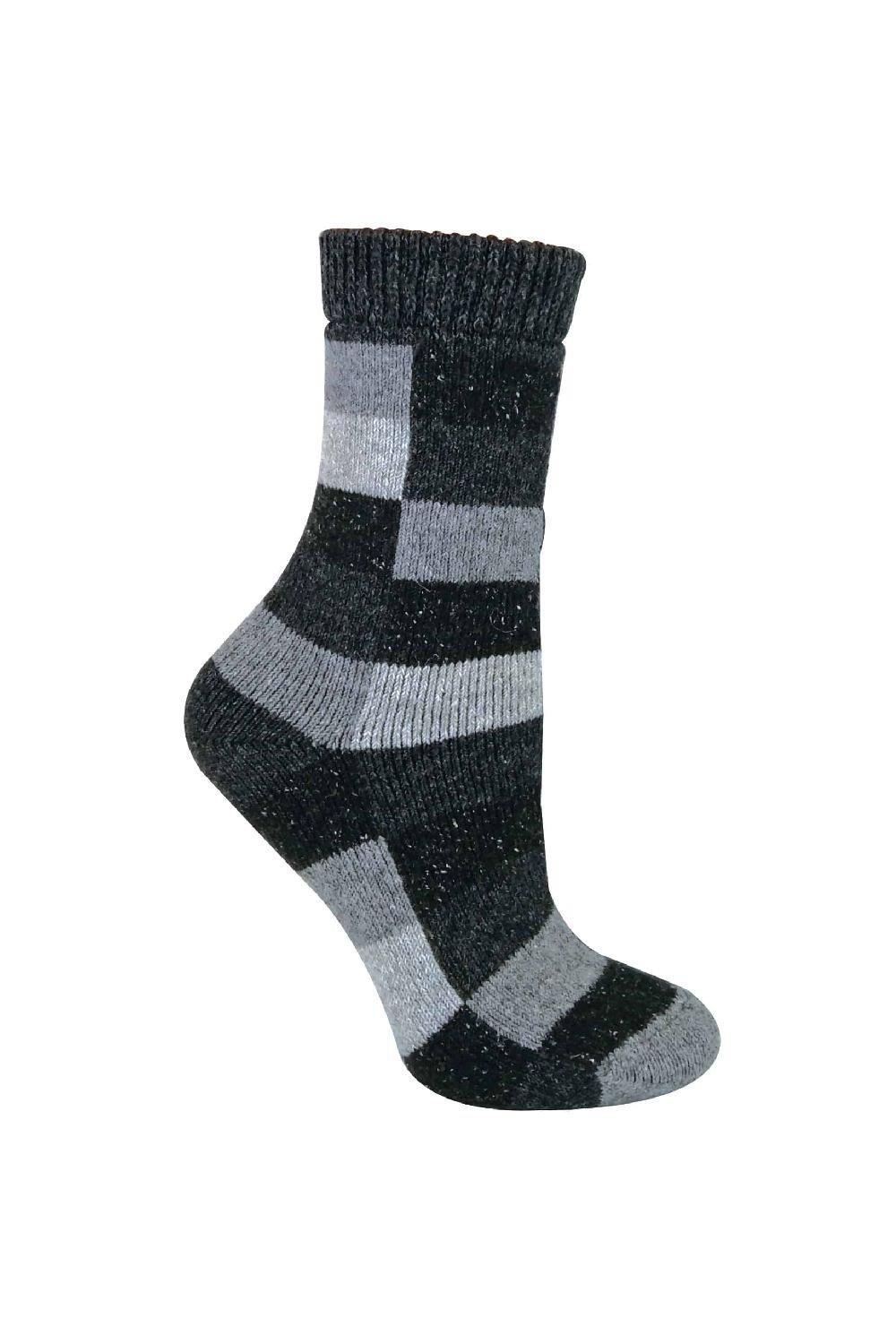 Warm Funky Checkered Patterned Breathable Wool Blend Socks