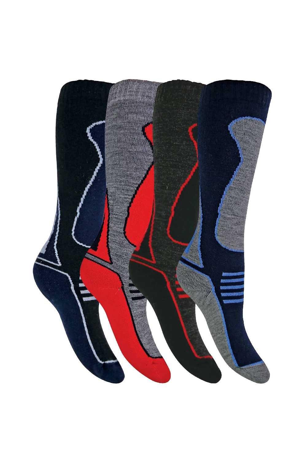 4 Pairs Long Knee High Wool Blend Ski Socks