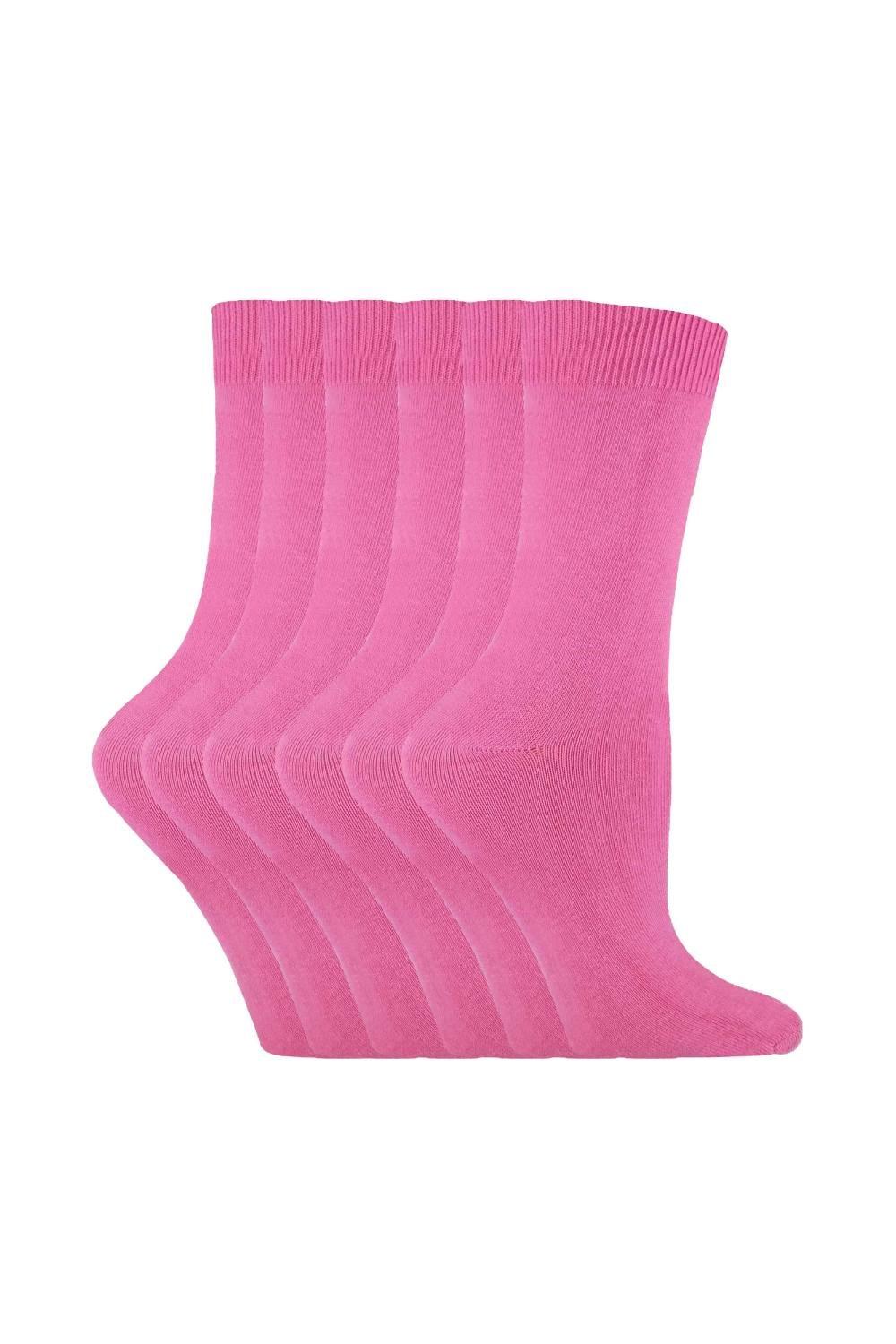 6 Pairs Plain Coloured Cotton Rich Ankle Socks