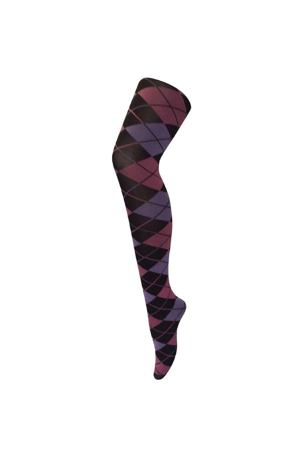 80 Denier Colourful Opaque Patterned Fashion Tights - Argyle