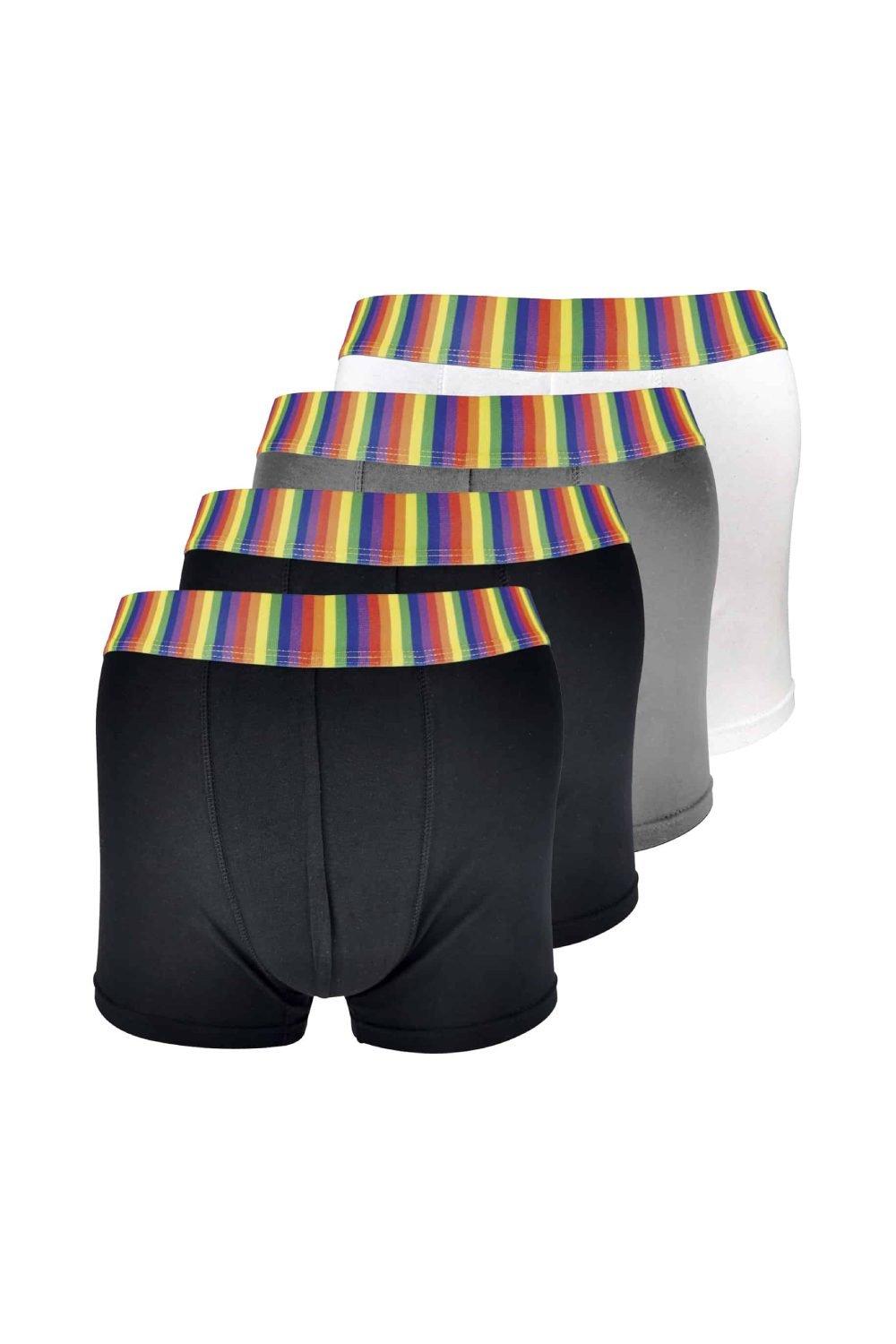 4 Pack Soft Cotton Novelty Striped Rainbow Boxer Shorts
