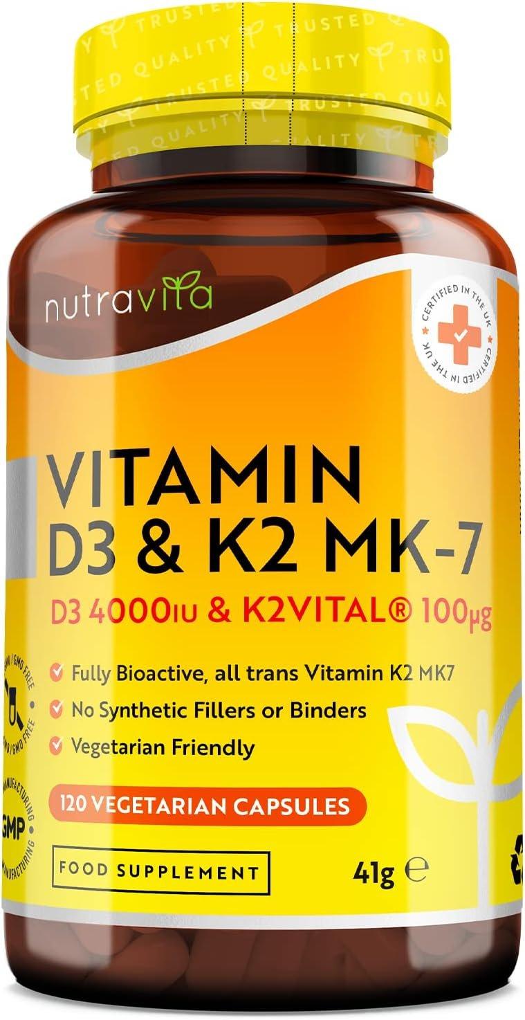 Nutravita Vitamin D3 4000IU & Vitamin K2VITAL®️ 100ug - 120 Vegetarian Capsules