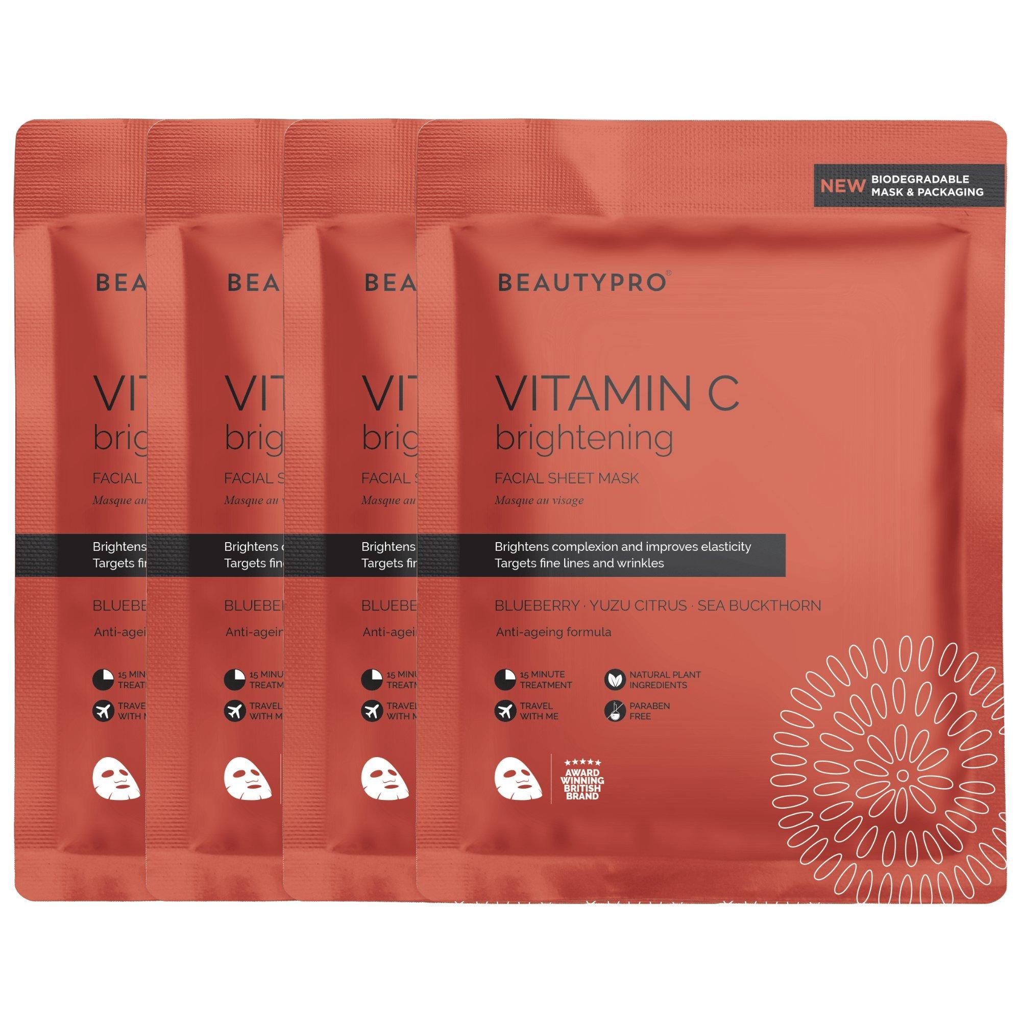 vitamin c brightening sheet mask - pack of 4