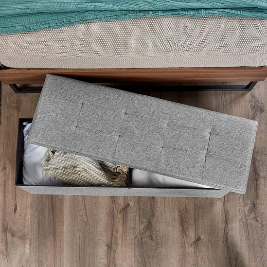 Home Treats Folding Ottoman Storage Box Fabric Ottoman Chest and Footstool | Ideal for Toy Box, Bed End, Shoe Bench, Hallway, Seating (Grey, Large 120 Litres Capacity) 2