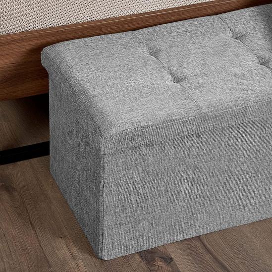 Home Treats Folding Ottoman Storage Box Fabric Ottoman Chest and Footstool | Ideal for Toy Box, Bed End, Shoe Bench, Hallway, Seating (Grey, Large 120 Litres Capacity) 3