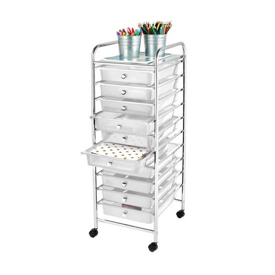 Home Treats Storage Trolley On Wheels, 10 Drawer Storage Unit For Salon, Beauty Make Up, Home Office Organiser 2