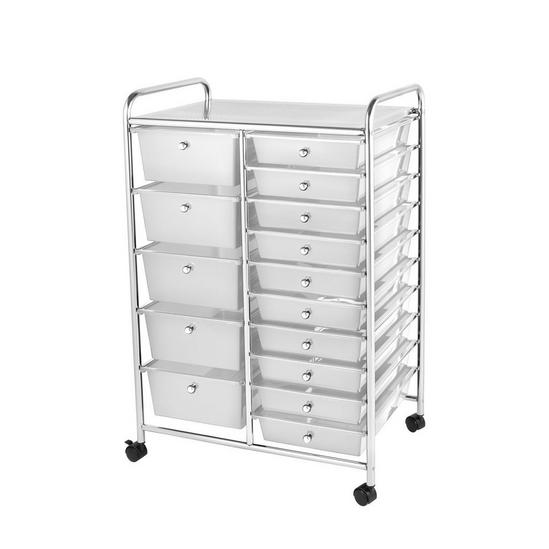 Home Treats Storage Trolley On Wheels 15 Drawer Storage Unit For Salon, Beauty Make Up, Home Office Organiser 1