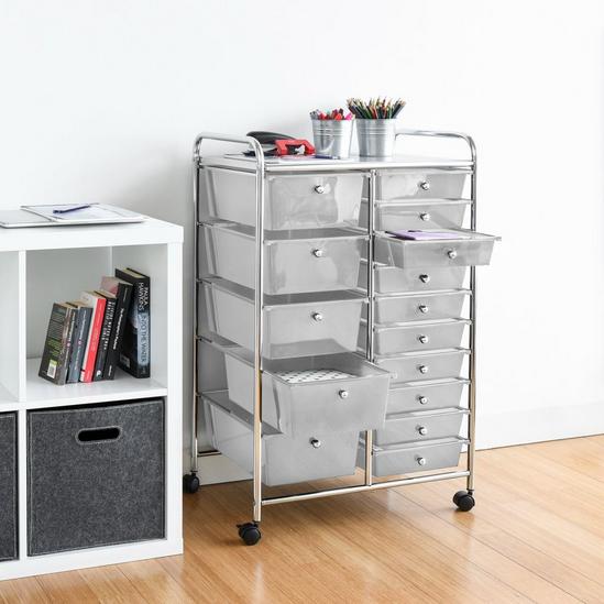 Home Treats Storage Trolley On Wheels 15 Drawer Storage Unit For Salon, Beauty Make Up, Home Office Organiser 3