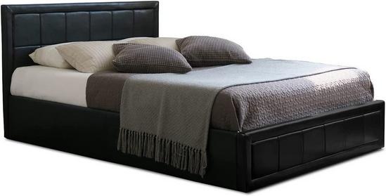 Home Treats Black Ottoman Padded Bed Frame With Gas Lift & Under Bed Storage 3