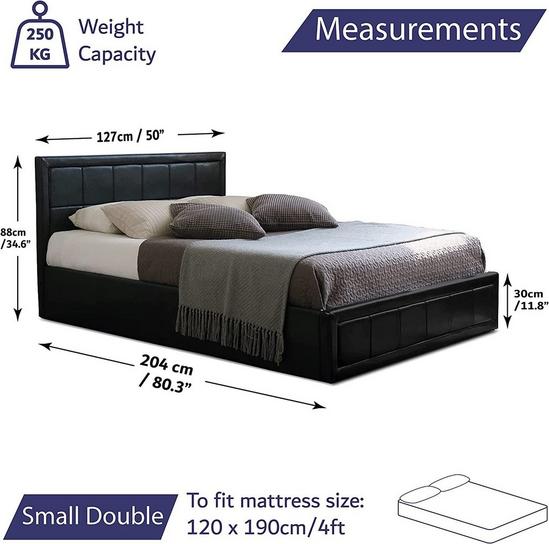 Home Treats Black Ottoman Padded Bed Frame With Gas Lift & Under Bed Storage 4