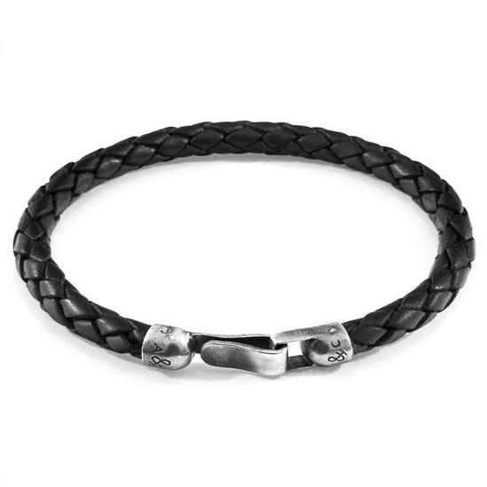 ANCHOR & CREW Skye Silver and Braided Leather Bracelet 1
