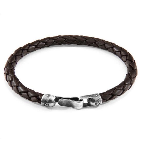 ANCHOR & CREW Skye Silver and Braided Leather Bracelet 1