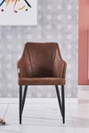 Life Interiors Single' Zarah Leather Dining Chairs' Upholstered Dining Armchair thumbnail 2