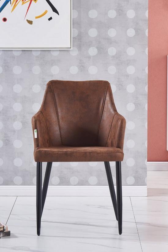 Life Interiors Single' Zarah Leather Dining Chairs' Upholstered Dining Armchair 2