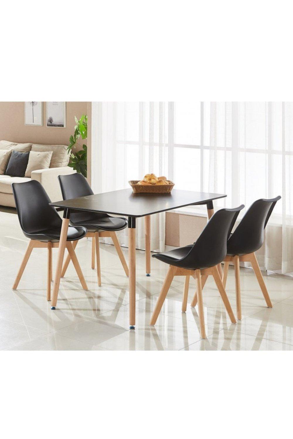 5PCs Dining Set - a Halo Dining Table & Set of 4 Lorenzo Tulip chairs with Padded Seat