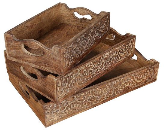 Topfurnishing Large Wooden Serving Tray With Handles Platter Large 45x30x9cm 4