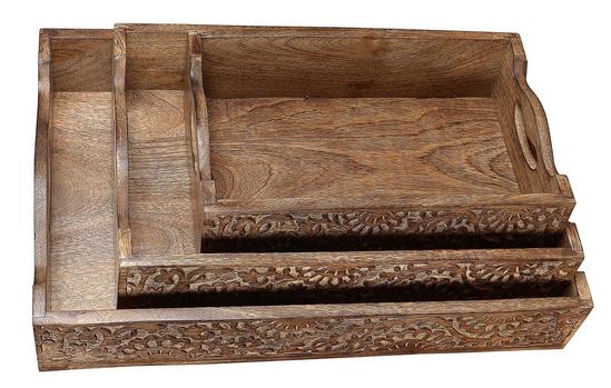 Topfurnishing Large Wooden Serving Tray With Handles Platter Large 45x30x9cm 5