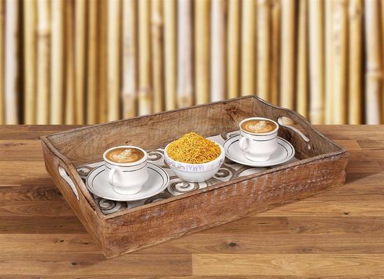 Topfurnishing Large Wooden Serving Tray With Handles Platter Large 45x30x9cm 1