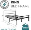 House of Home King Size Metal Bed Extra Strong Frame Stylish Bedroom Storage Modern Sturdy Design thumbnail 2