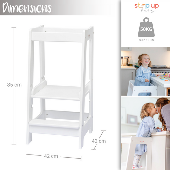 Stepup Baby Montessori Toddler Tower Kitchen Wooden Helper Step Stool with Adjustable Steps and Safety Rail 2