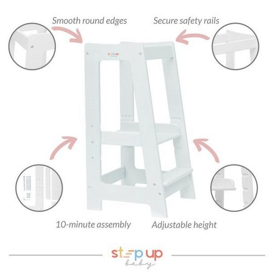 Stepup Baby Montessori Toddler Tower Kitchen Wooden Helper Step Stool with Adjustable Steps and Safety Rail 3