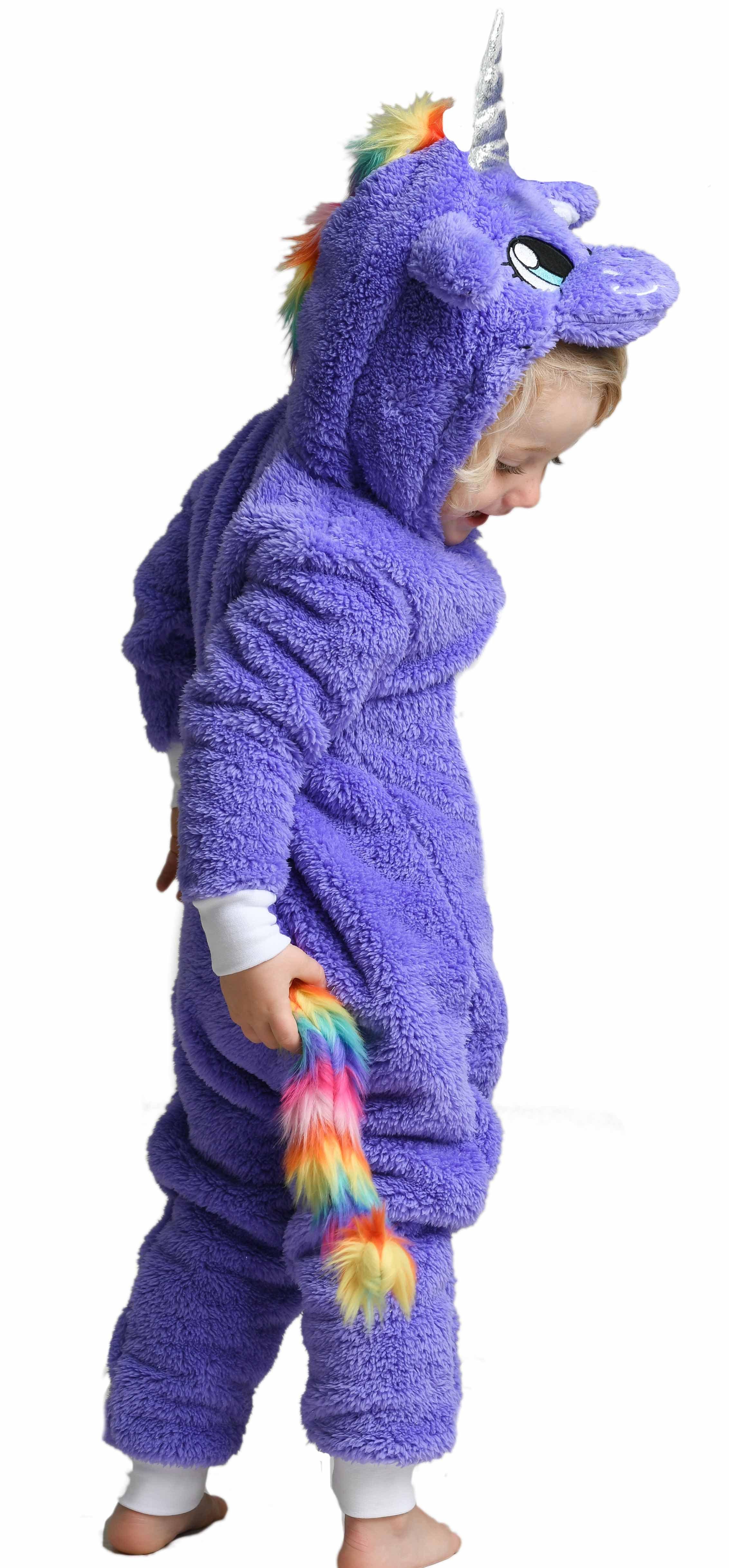 Super Soft Fleece Unicorn Onesie Playsuit with Rainbow Tail