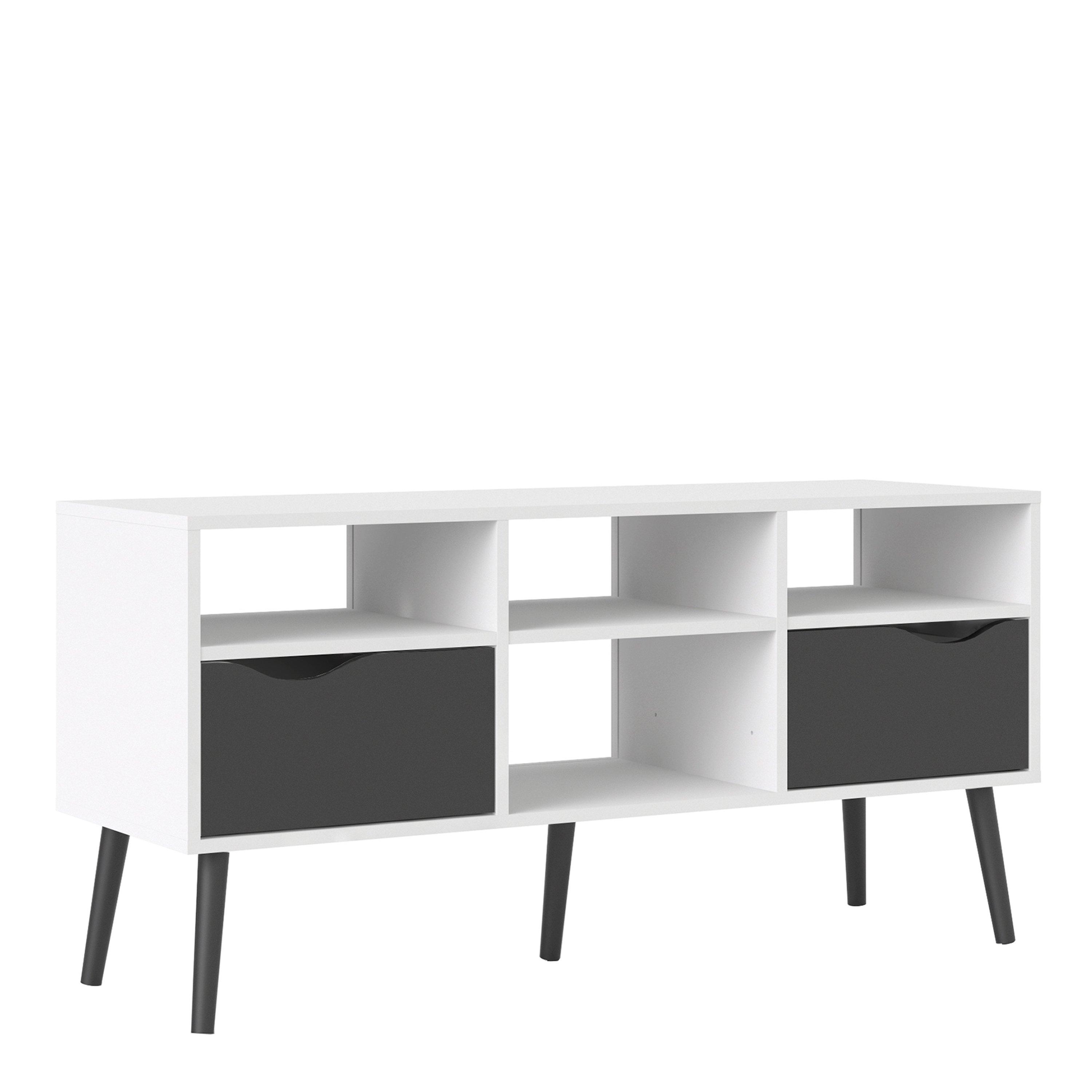 Oslo TV Unit Wide 2 Drawers 4 Shelves