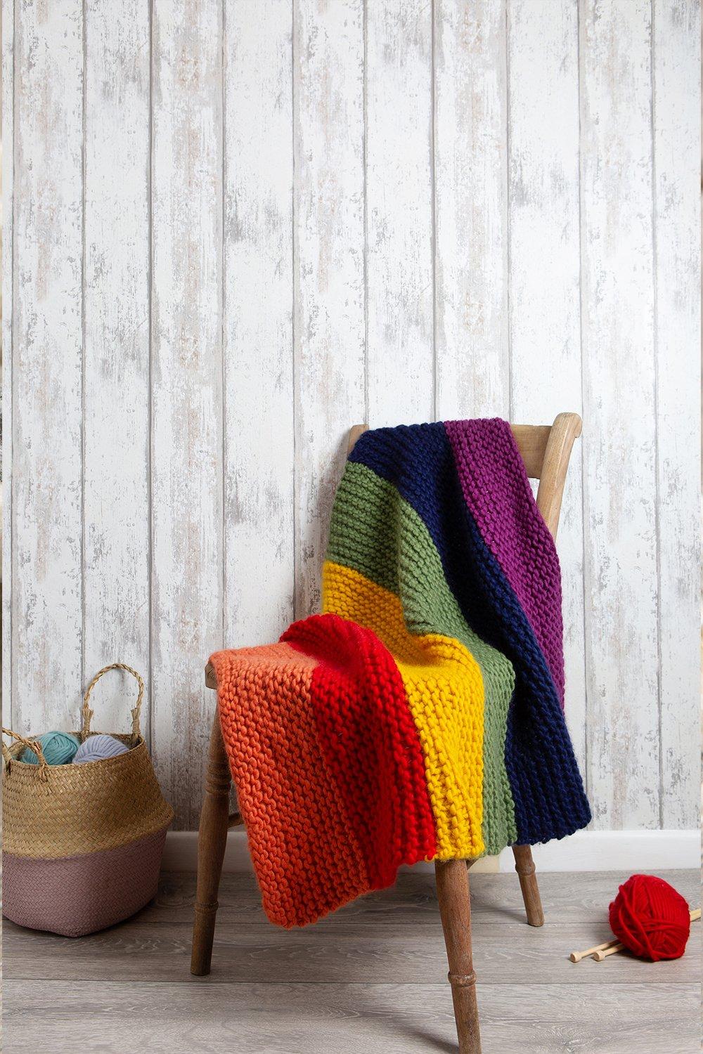 Rainbow Blanket Knitting Kit - Bright