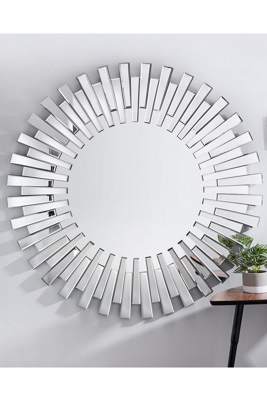 FurnitureboxUK Starburst Medium 80cm 3D Silver Round Sunburst Modern Hallway Bedroom Dining And Living Room Mirror 1