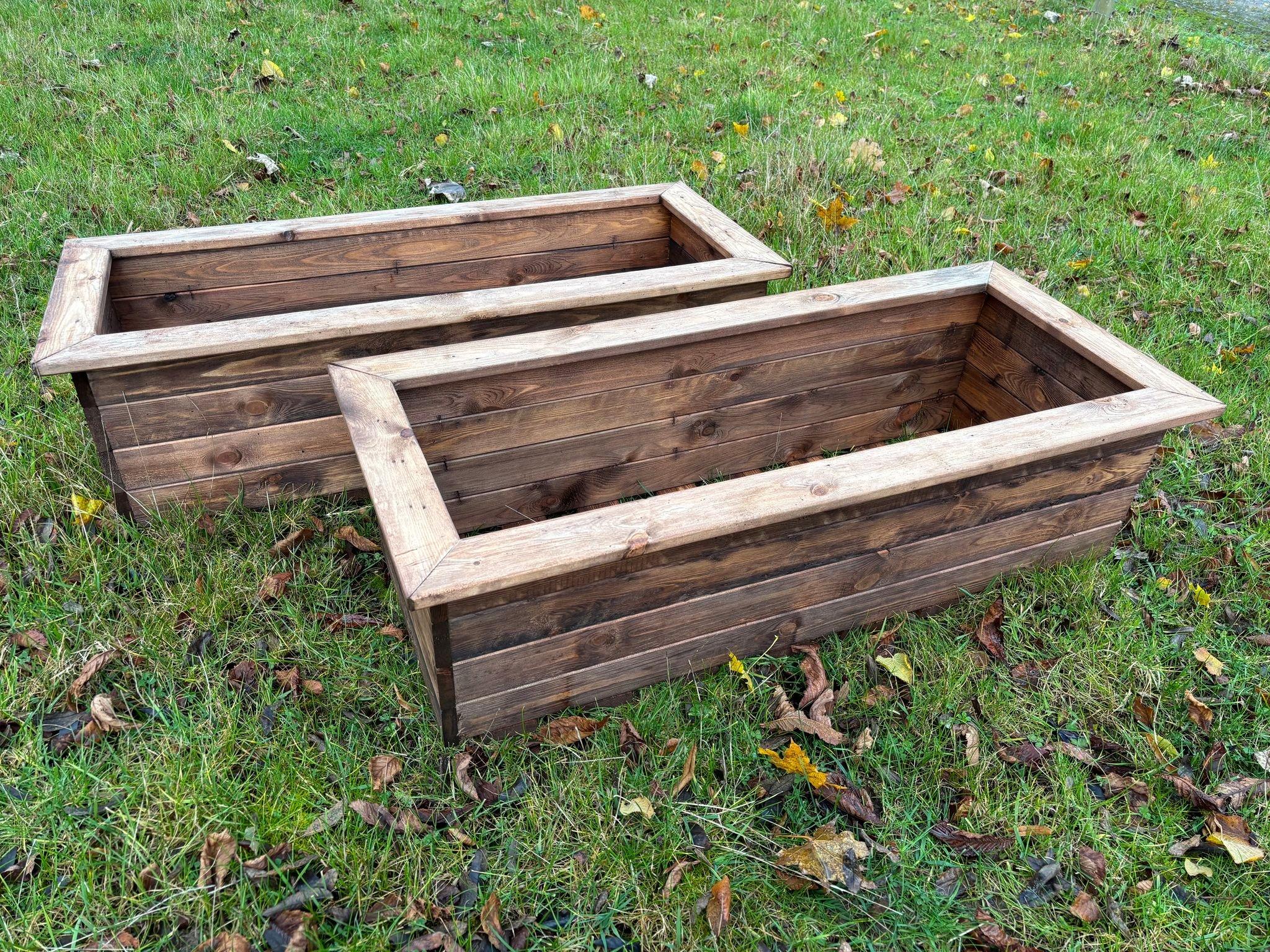 2pc Extra Large Wooden Trough Set