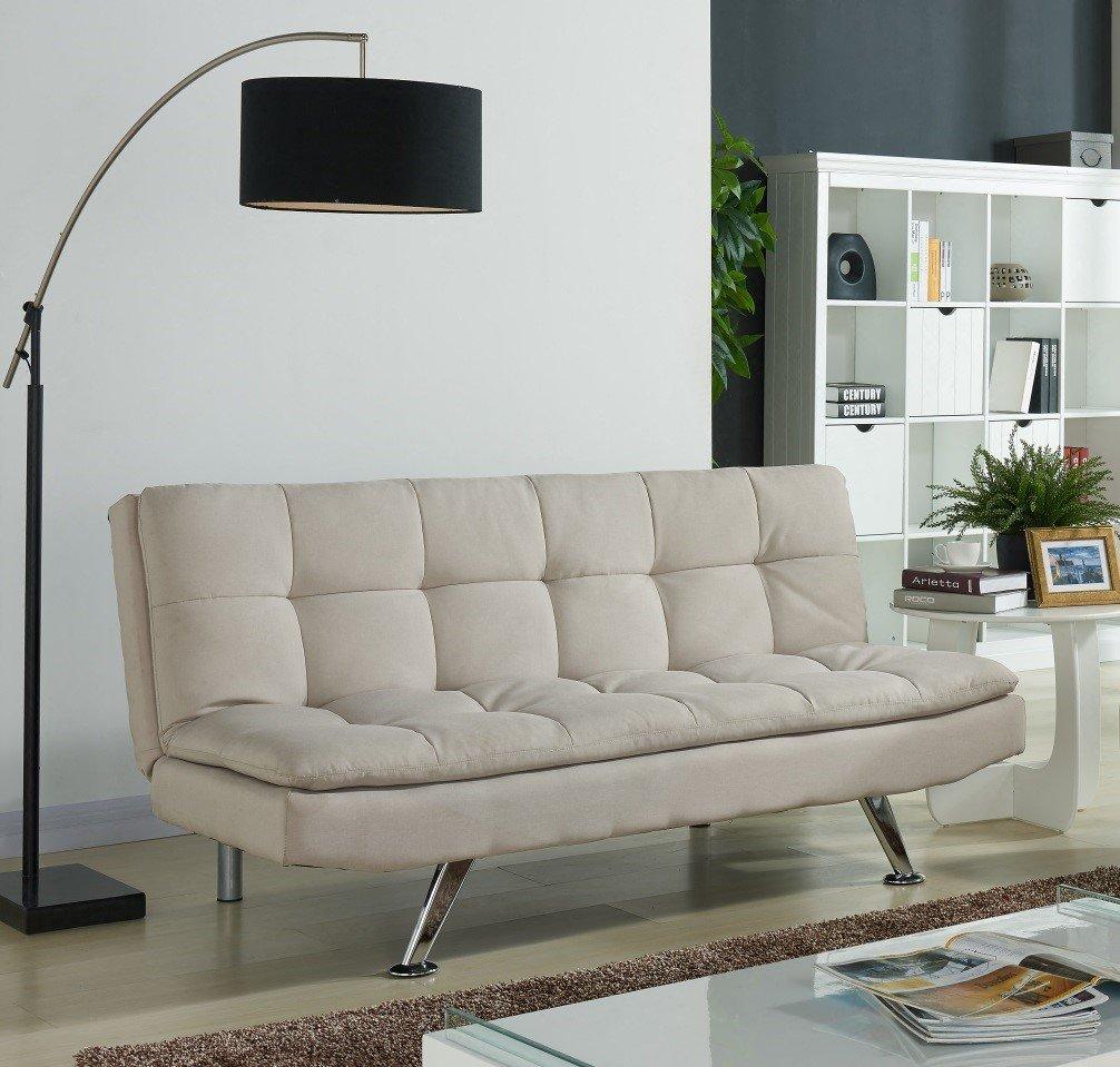 Kingston Fabric Sofa Bed With Tufted Detail and Chrome Legs