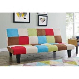 Atlanta Fabric Patchwork Sofa Bed With Tufted Detail and Black Legs