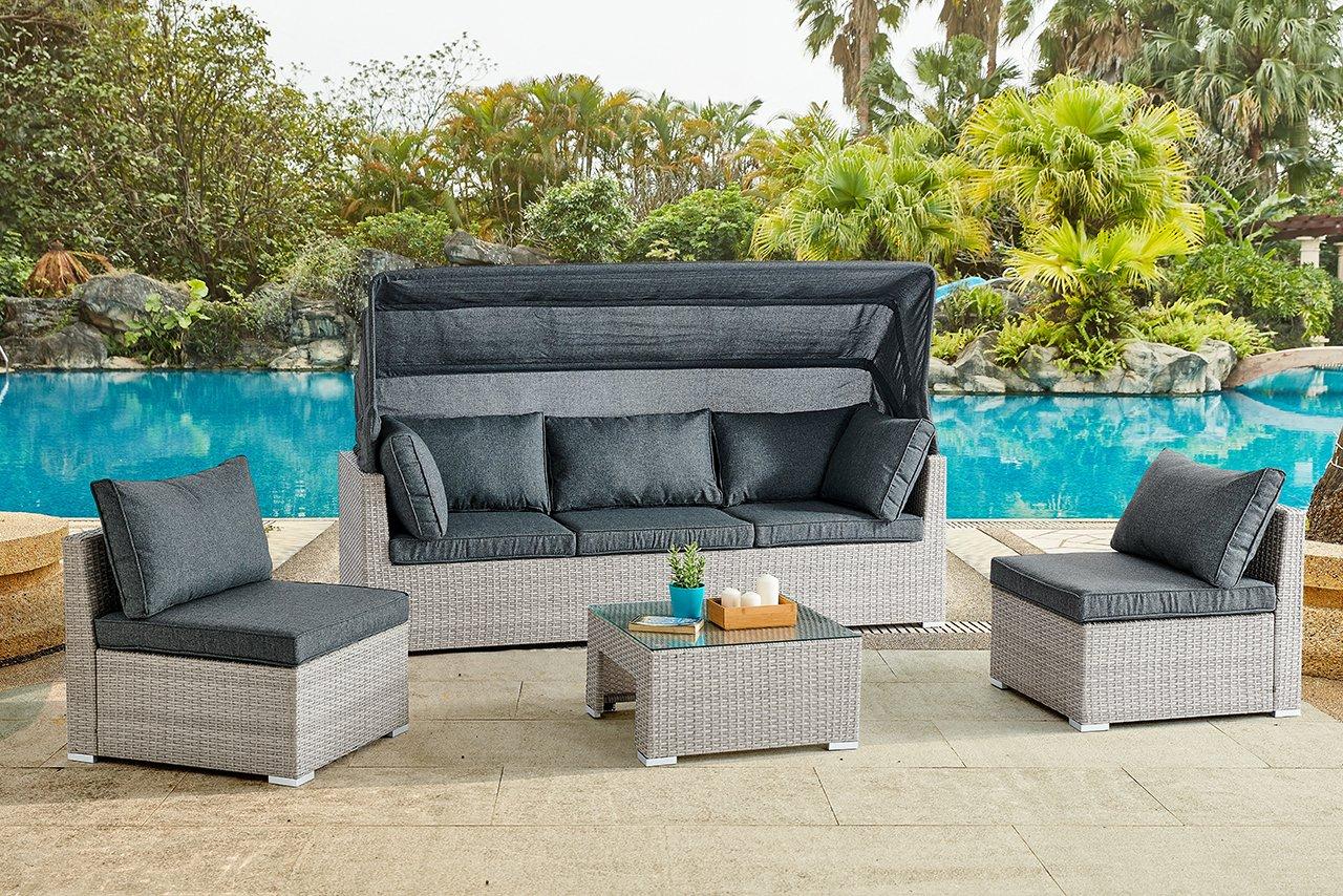 Rhodes Rattan Sun bed Garden Furniture Outdoor  Modular Set