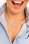 Kate Thornton Silver Friendship Necklace With Compass Inspired Charm thumbnail 4