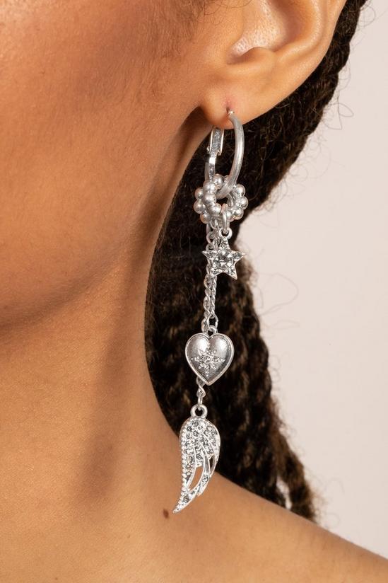 Bibi Bijoux Silver 'My heart belongs to you' Multi Charm Earrings 3