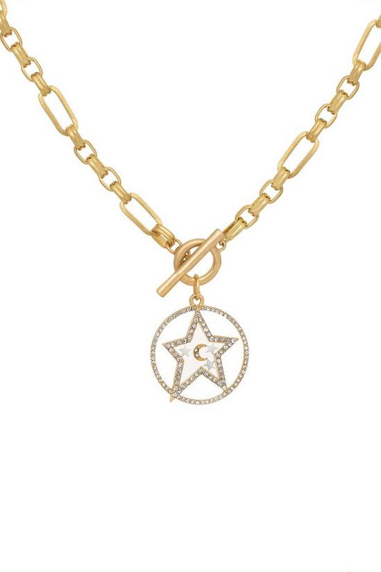 Kate Thornton Gold 'Star and Moon' T-Bar Necklace 1
