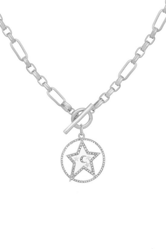 Kate Thornton Silver 'Star and Moon' T-Bar Necklace 1