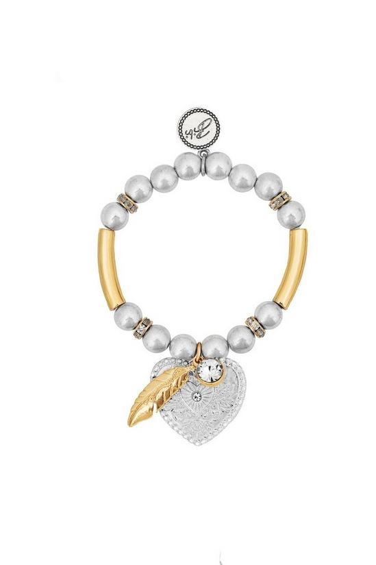 Bibi Bijoux Gold And Silver 'Heart And Feather' Ball Bracelet 1