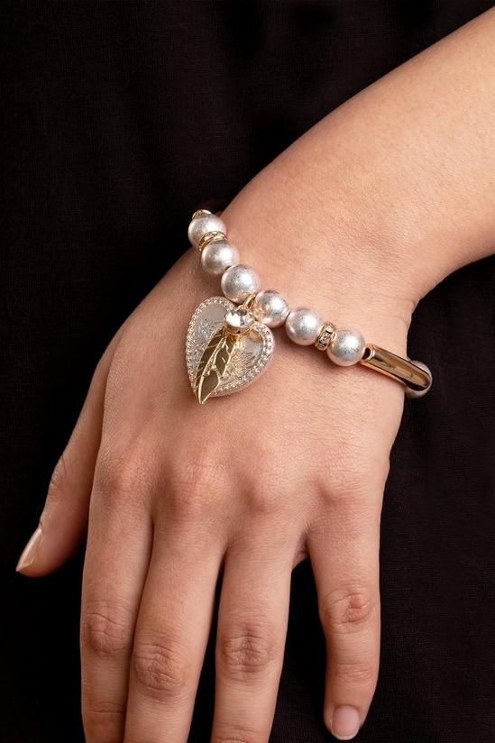 Bibi Bijoux Gold And Silver 'Heart And Feather' Ball Bracelet 2