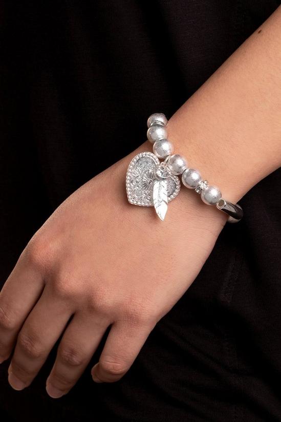 Bibi Bijoux Silver 'Heart And Feather' Ball Bracelet 2