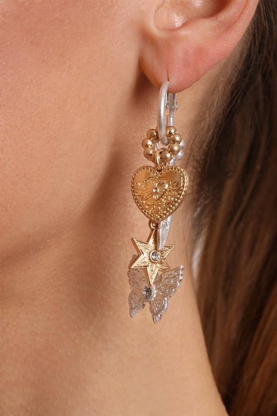 Bibi Bijoux Gold And Silver 'Butterfly' Charm Drop Earrings 2